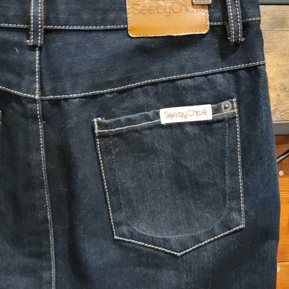 SEE BY CHLOE Dark Blue Denim Skirt US 8 Made In Italy GUC - Picture 12 of 16